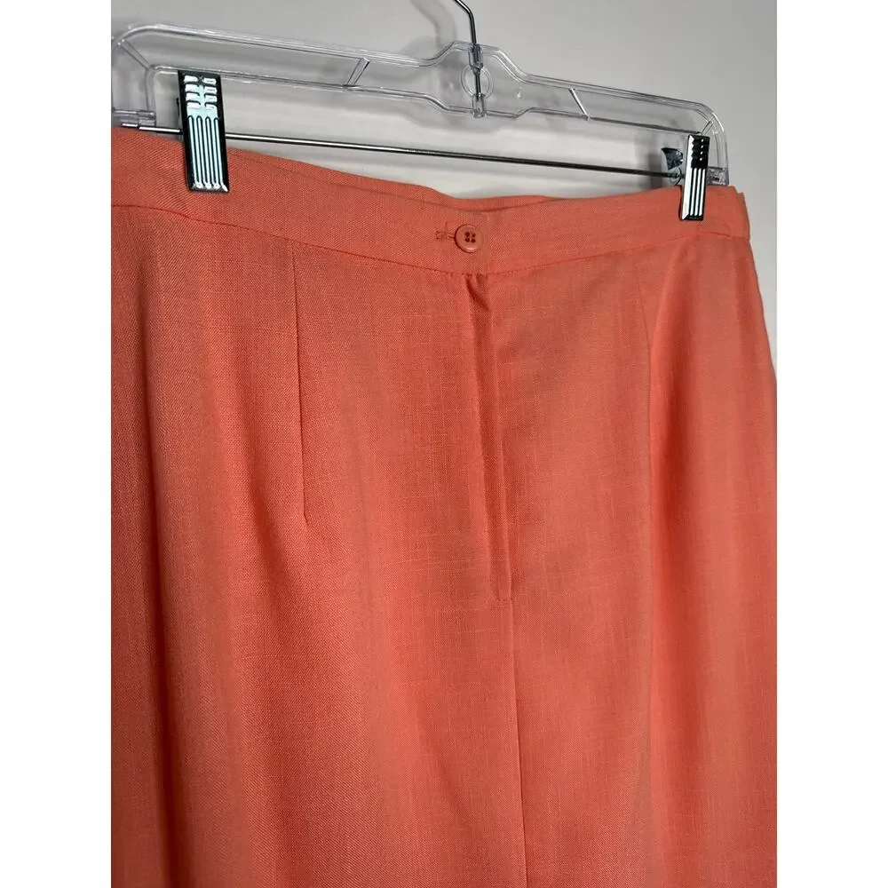 1980s Oleg Cassini peach two piece skirt suit size 10